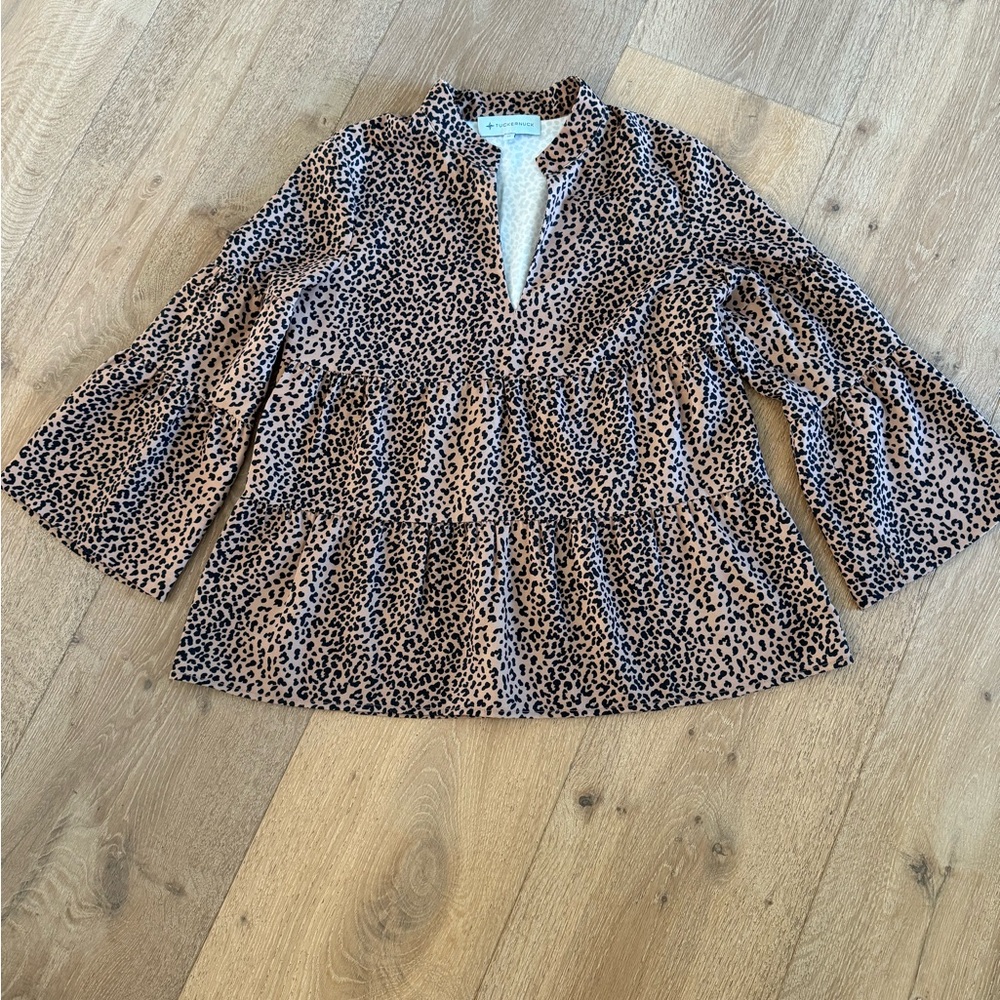 Tuckernuck Leopard Print Blouse - Black and Tan